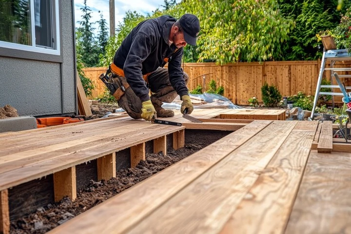 Custom backyard deck with premium railings and modern outdoor design in Sacramento